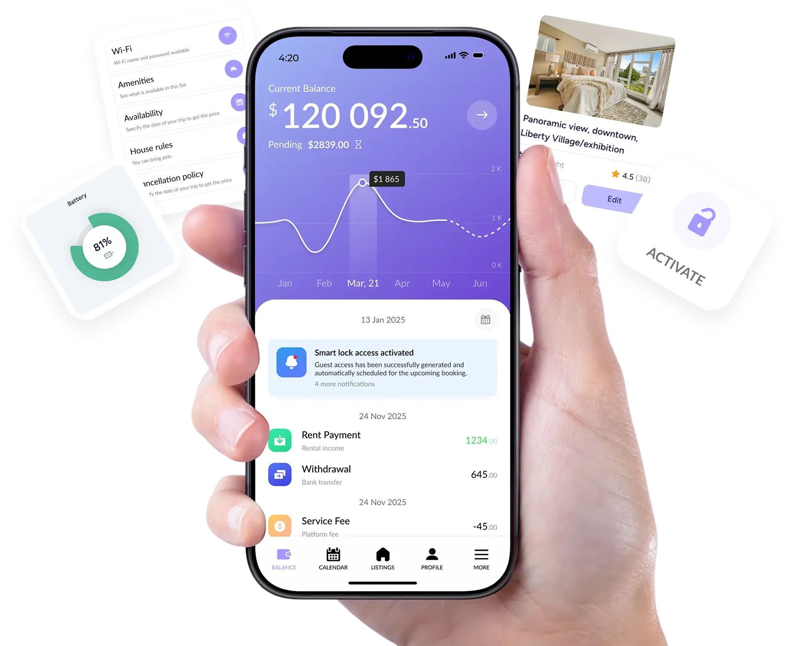 Grovestay app mockup